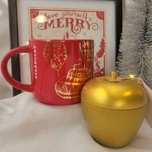 Starbucks Holiday Mug with Gold Ikea Candle